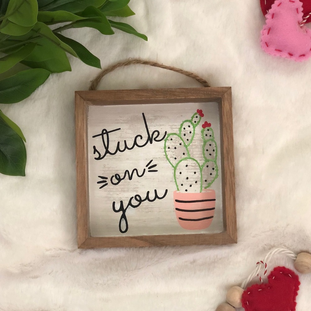Valentines Day Home Decor. Hand painted succulent